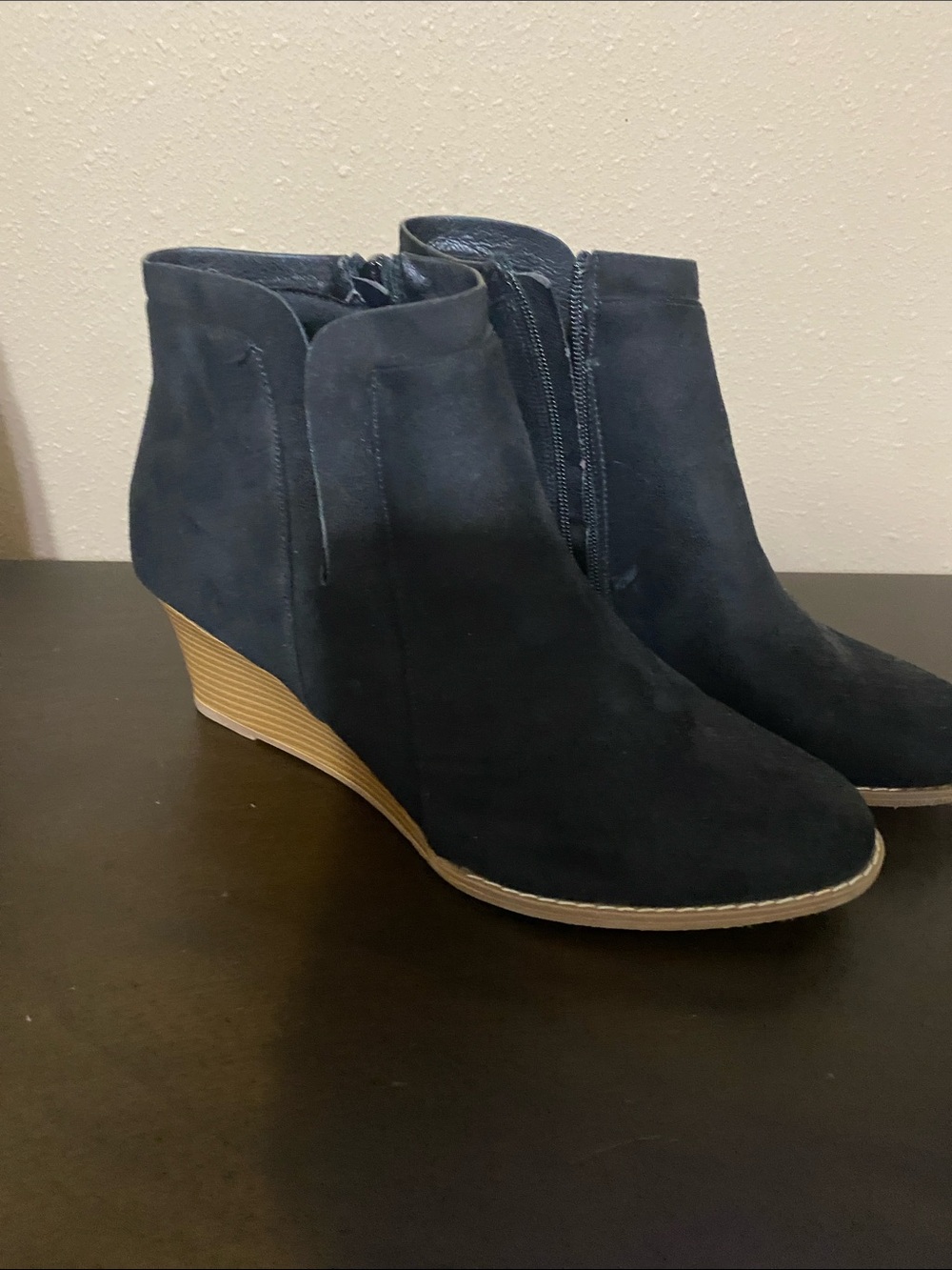 Forever 21 Black Suede Wedge Ankle Booties